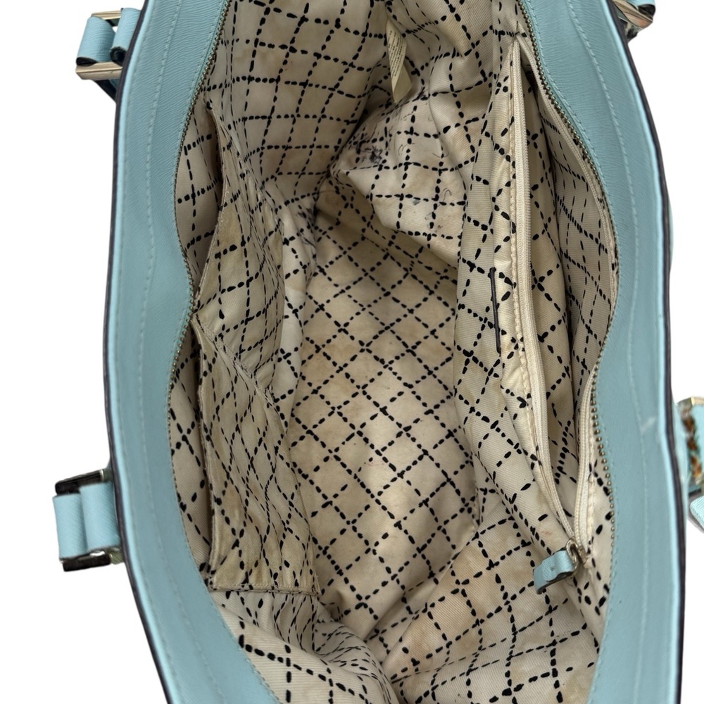 Kate Spade Newbury Lane Dally Tote Blue Hydrangea Saffiano Cow Leather Work Bag - Picture 8 of 16